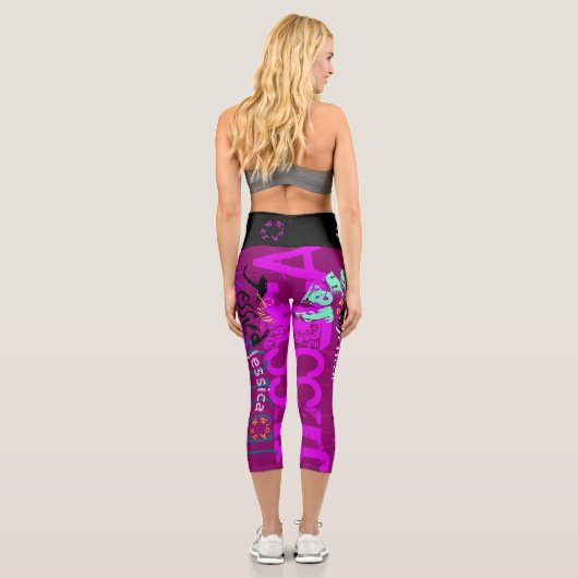 7色パーソナライズされたの選択Lの繰り返し名前 カプリレギンス (裏面)