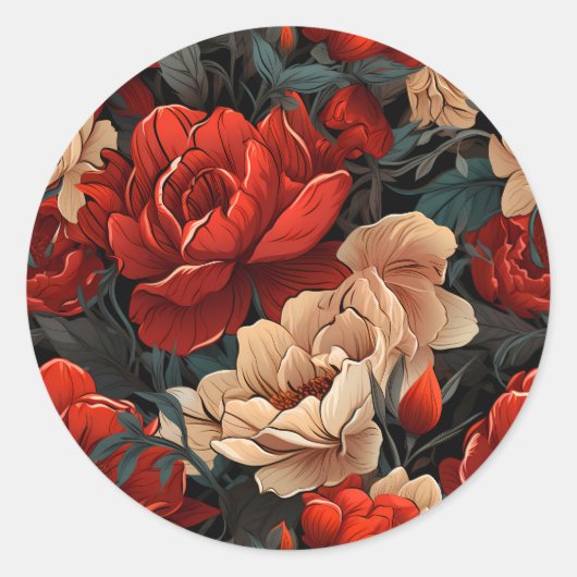 #7花柄 ラウンドシール (正面)