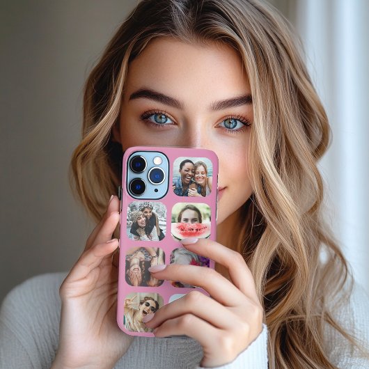 7角形フォトコラージピンクテンプレートiPhoneケース iPhoneケース