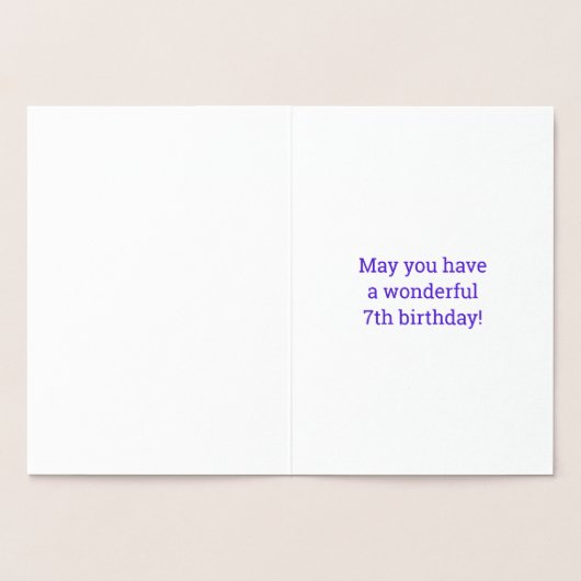 7誕生日はっきりした- "7歳！" ゴールドフォイルカード 箔カード (内部)