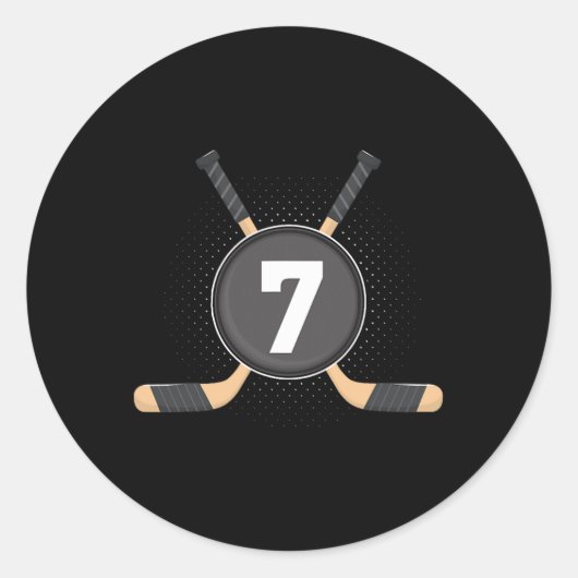 7誕生日アイスホッケー7歳テーマの誕生日 ラウンドシール (正面)