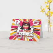 7誕生日ガールズキッズピすごいンク漫画ブック カード (黄色い花)