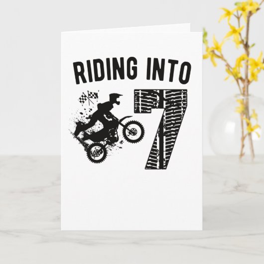 7誕生日ギフトダートバイク7歳モトクロス カード (黄色い花)