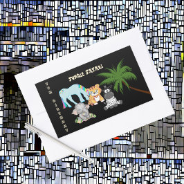 7誕生日ジャングルサファリエレファントゼブラユニコーン 長方形シール