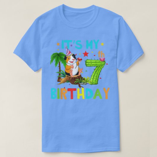 7誕生日スギニアピッグ誕生日7歳 Tシャツ (デザイン正面)