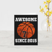 7誕生日バスケットボール選手七歳ヴィンテージ カード (黄色い花)