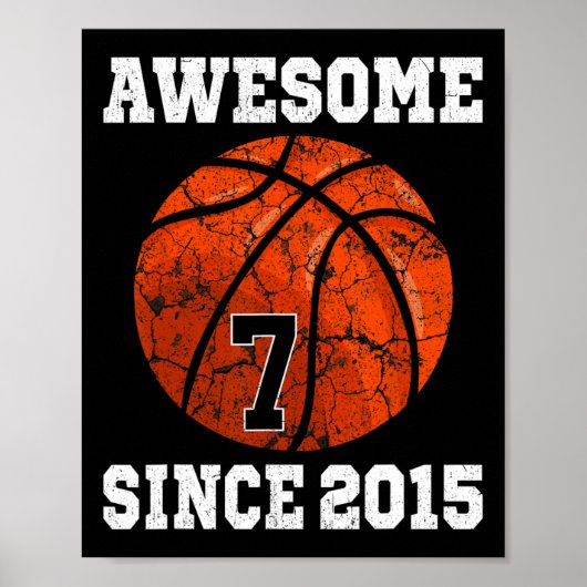 7誕生日バスケットボール選手七歳ヴィンテージ ポスター (正面)