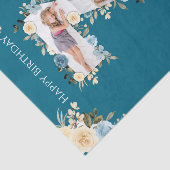 7誕生日フォトコラージュティール（緑がかった色）ブルーイエローフラワー 薄葉紙 (詳細)