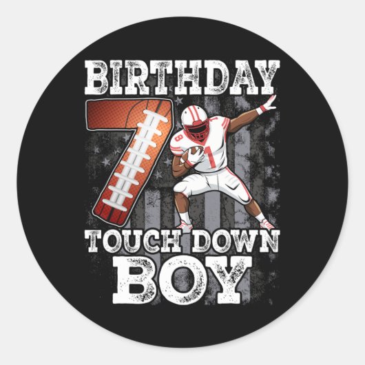 7誕生日フットボールボーイ – 7歳キッドフットバ ラウンドシール (正面)