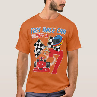 7誕生日ボーイレース国旗7歳レーシングドライブ Tシャツ