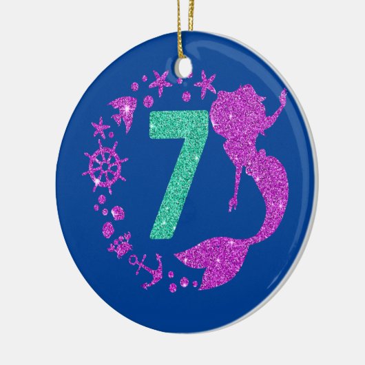 7誕生日マーメイドガール7歳7 セラミックオーナメント (左)