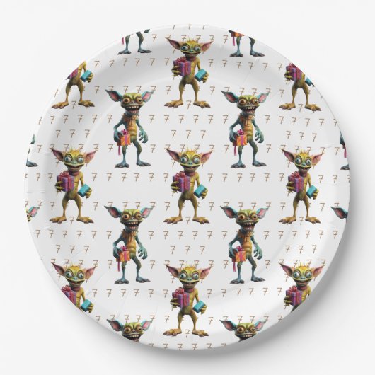 7誕生日モンスターグレムリン ペーパープレート (正面)