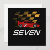 7誕生日レーシングカーギフト7年レースドライバー 招待状 (正面/裏面)