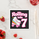 7誕生日ローラースケートで滑る7歳スケートボール スタンダードカクテルナプキン (インサイチュ)