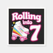7誕生日ローラースケートで滑る7歳スケートボール スタンダードカクテルナプキン (正面)