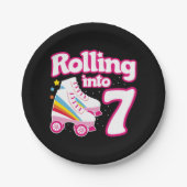 7誕生日ローラースケートで滑る7歳スケートボール ペーパープレート (正面)