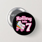 7誕生日ローラースケートで滑る7歳スケートボール 缶バッジ (正面&裏面)