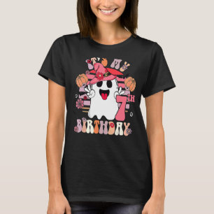 7誕生日不気味ブー7歳Groovyレトロ7 Tシャツ