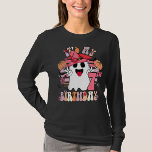 7誕生日不気味ブー7歳Groovyレトロ7 Tシャツ