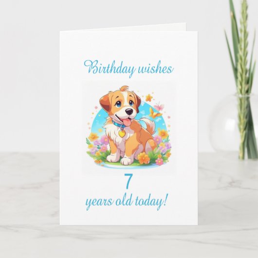 7誕生日子犬 カード (正面)