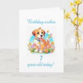 7誕生日子犬 カード (黄色い花)