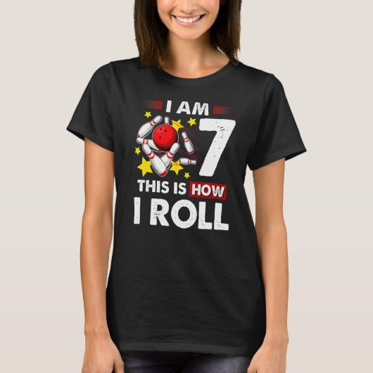 7誕生日少年ボーリング私は転が7年 Tシャツ (正面)