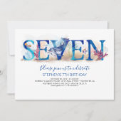 7誕生日招待状深いブルーザシーライフ 招待状 (正面)