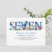 7誕生日招待状深いブルーザシーライフ 招待状 (スタンド正面)