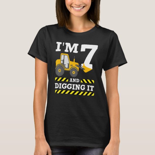 7誕生日掘削機I'm 7 Diging It Construtti Tシャツ (正面)