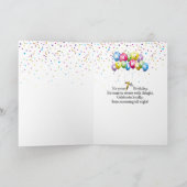 7誕生日白アヒルが雨の中で泳ぐ カード (内部)