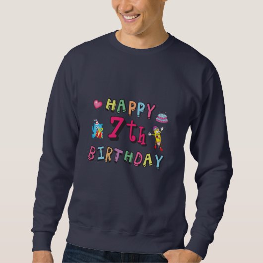 7誕生日7歳おめでとう スウェットシャツ (正面)