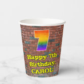 7誕生日:おもしろいグラフィティインスパイアレインボー7 紙コップ (裏面)
