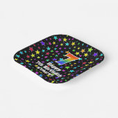 7誕生日:おもしろいスター柄と虹「7」 ペーパープレート (傾斜あり)