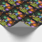 7誕生日:おもしろい花火、レインボールック# "7" ラッピングペーパー (角)