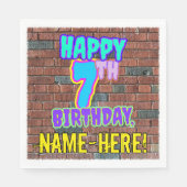 7誕生日~おもしろい、アーバングラフィティインスパイアルック スタンダードランチョンナプキン (正面)