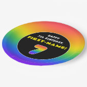 7誕生日:カラフルレインボー7、名前をカスタムする ペーパープレート (アングル)