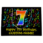 7誕生日-カラフル音楽シンボル、虹7 ラージペーパーバッグ (正面)
