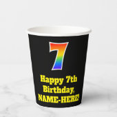 7誕生日:カラフル、おもしろい、エキサイティング、虹7 紙コップ (裏面)