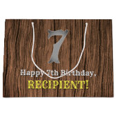 7誕生日：カントリーインスパイアウエスタンルック、名前 ラージペーパーバッグ (正面)