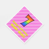 7誕生日:ピンクストライプのハート、レインボー7 スタンダードランチョンナプキン (角)