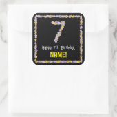 7誕生日:フローラ花数名前をカスタムする スクエアシール (バッグ)