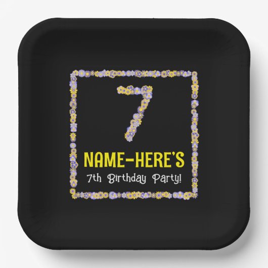 7誕生日:フローラ花数名前をカスタムする ペーパープレート (正面)