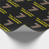 7誕生日:名前とフェイク木目パターン「7」 ラッピングペーパー (角)