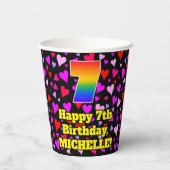 7誕生日:愛するハートパターン、虹7 紙コップ (裏面)