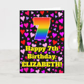 7誕生日:愛するハートパターン、虹# 7 カード (正面)