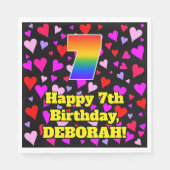 7誕生日:愛するハートパターン、虹# 7 スタンダードランチョンナプキン (正面)