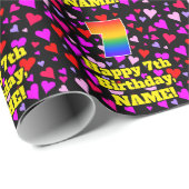 7誕生日：愛するハートパターン、虹# 7 ラッピングペーパー (ロールコーナー)