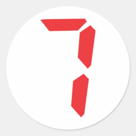 7赤い目覚まし時計デジタル番号 ラウンドシール (正面)