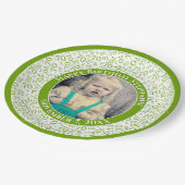 70あなたの写真の乱数パターン緑/白 ペーパープレート (アングル)