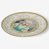 70あなたの写真の乱数パターン金ゴールド/白 ペーパープレート (アングル)